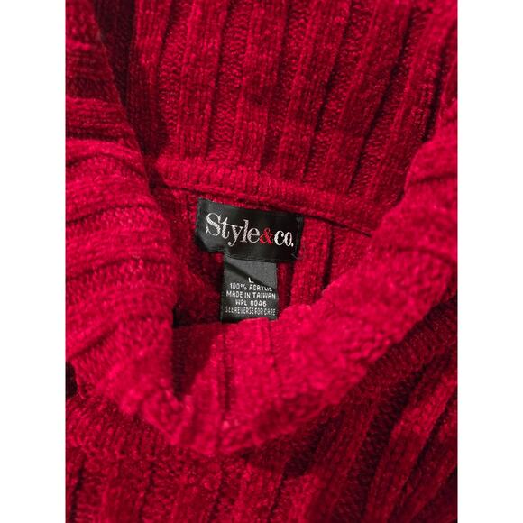Style & Co Women’s Burgundy Ribbed Turtleneck Sweater Cozy Knit Pullover Size L - Picture 5 of 7